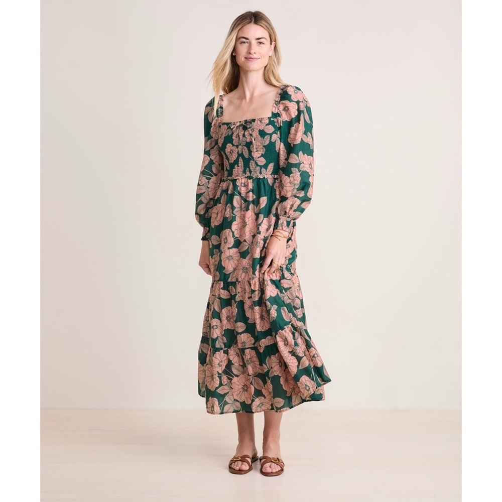 Vineyard Vines Floral Long Sleeve Tiered Maxi Dress Sz XS